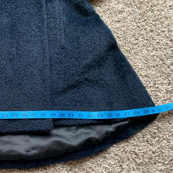 TRINA TURK Amelia Wrap Coat Shawl Hooded Wool Alpaca Blend Pea Coat In Navy Blue - Picture 15 of 17